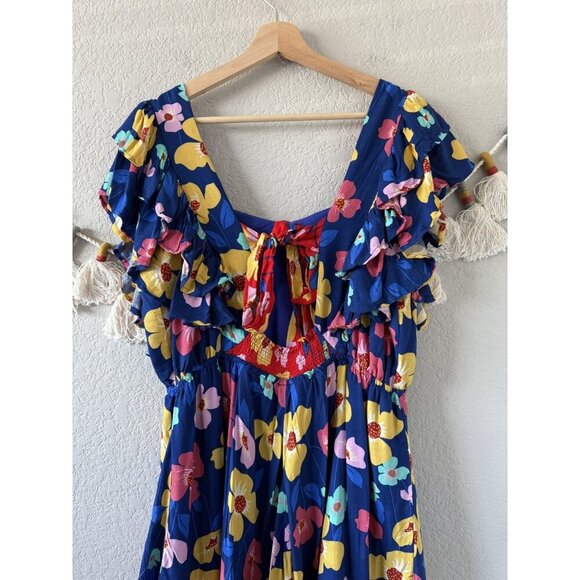 White Birch Black Label Colorful Multicolor Floral Ruffle Mini Dress Beachy 1x - Picture 6 of 9